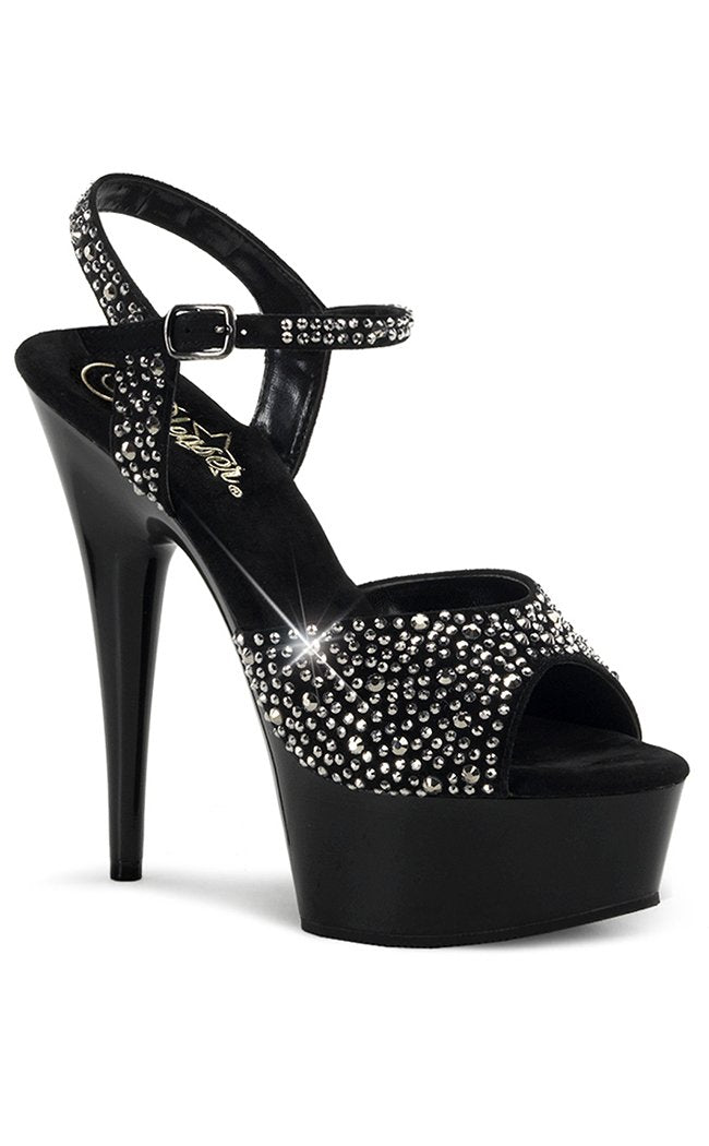 DELIGHT-609RS Black / Pewter Heels-Pleaser-Tragic Beautiful