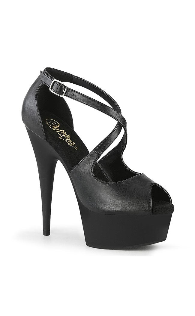 DELIGHT-621 Strappy Black Heels-Pleaser-Tragic Beautiful