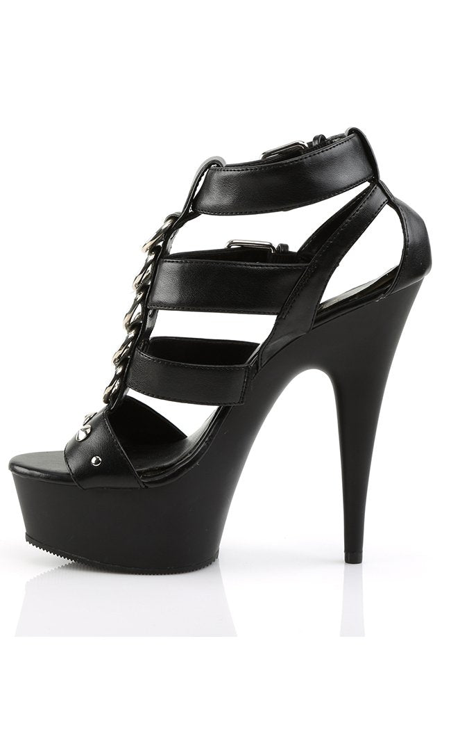 DELIGHT-658 Black Faux Leather Heels-Pleaser-Tragic Beautiful
