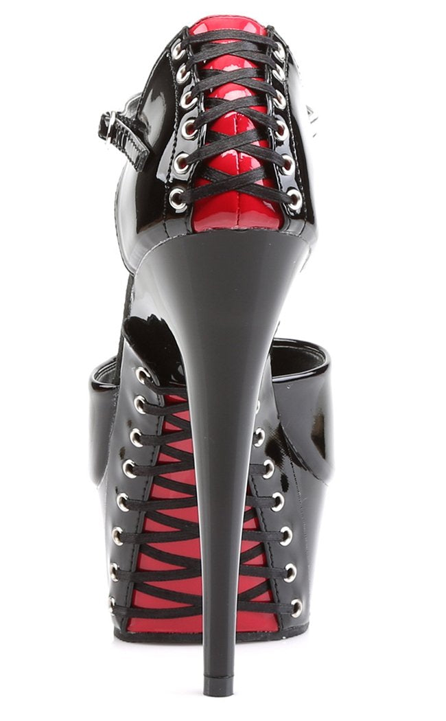 DELIGHT-660FH Black-Red Patent Heels-Pleaser-Tragic Beautiful