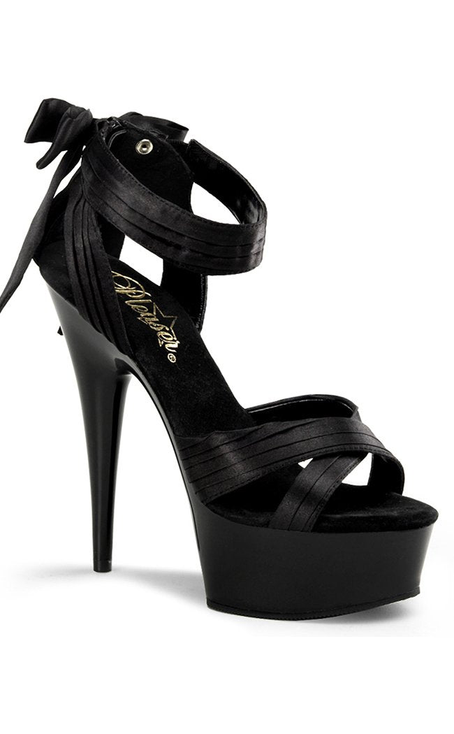DELIGHT-668 Blk Satin/Blk Heels-Pleaser-Tragic Beautiful