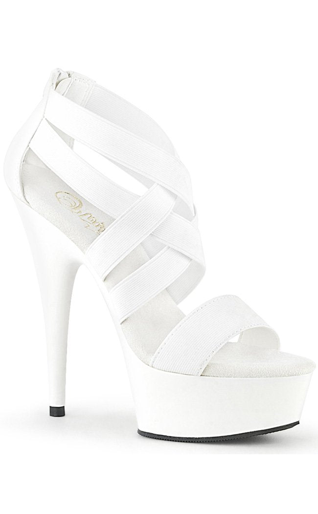DELIGHT-669 White Strappy Heels-Pleaser-Tragic Beautiful