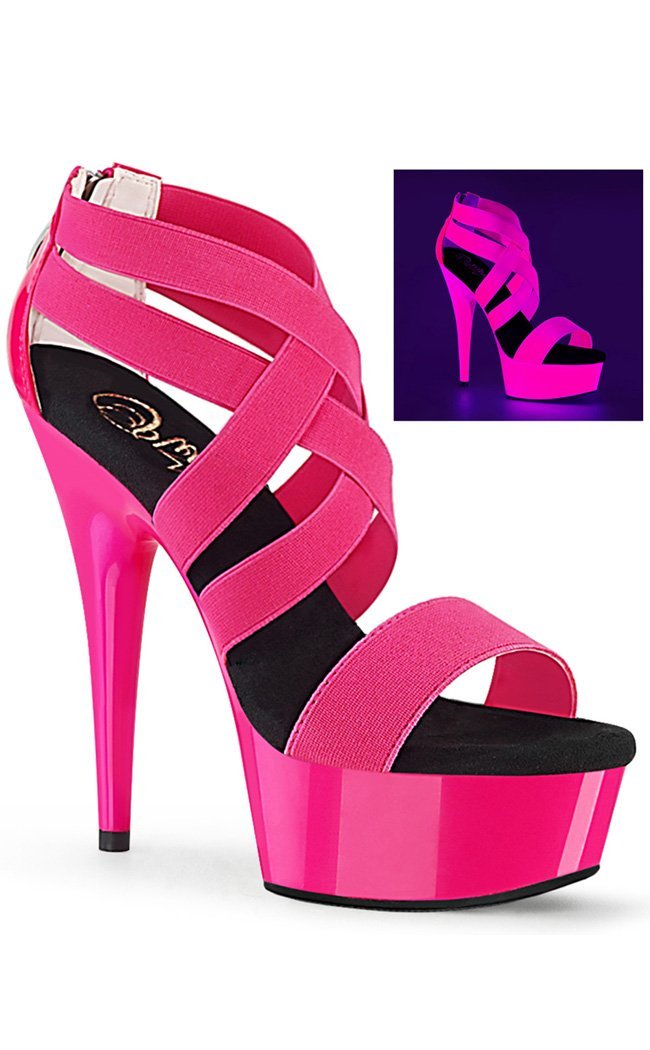 DELIGHT-669UV Neon Hot Pink Heels-Pleaser-Tragic Beautiful