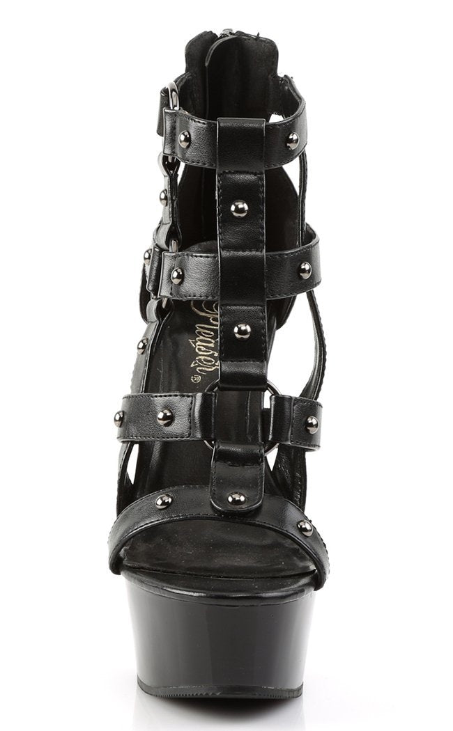 DELIGHT-682 Black Faux Leather Heels-Pleaser-Tragic Beautiful