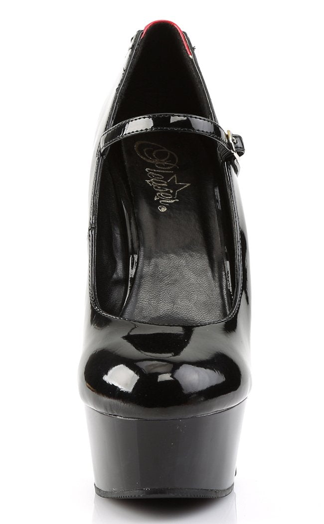 DELIGHT-687FH Blk-Red Pat/Blk Heels-Pleaser-Tragic Beautiful