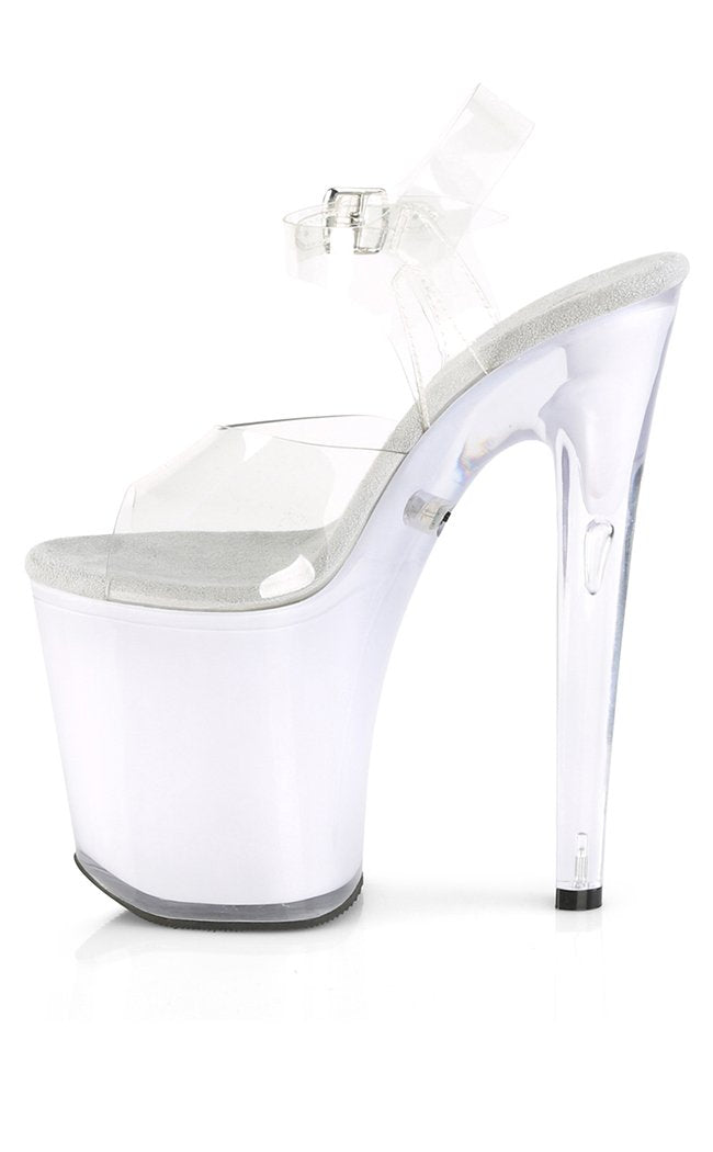 DISCOLITE-808 Clear/White Glow Colour Changing Light Up Heels-Pleaser-Tragic Beautiful