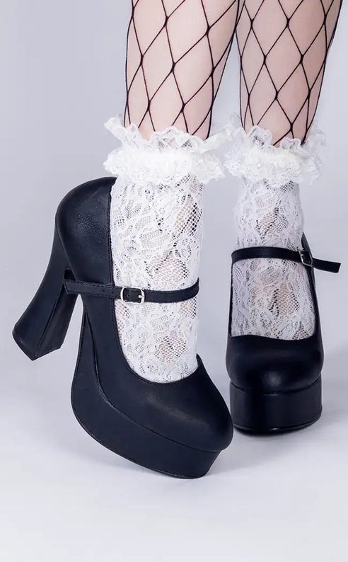 DOLLY-50 Black Mary Jane Shoes-Demonia-Tragic Beautiful