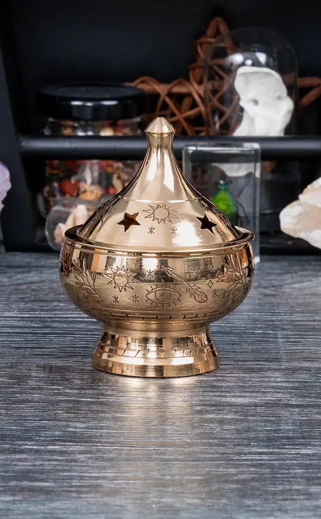 Engraved Brass Incense Burner | Eye