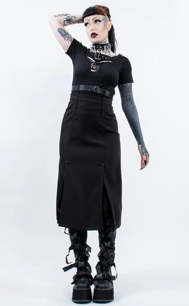 Dark Aura Midi Skirt-Punk Rave-Tragic Beautiful