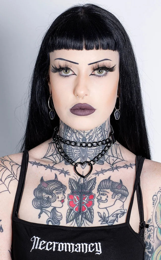 Dark Heart O-Ring Choker-Cold Black Heart-Tragic Beautiful