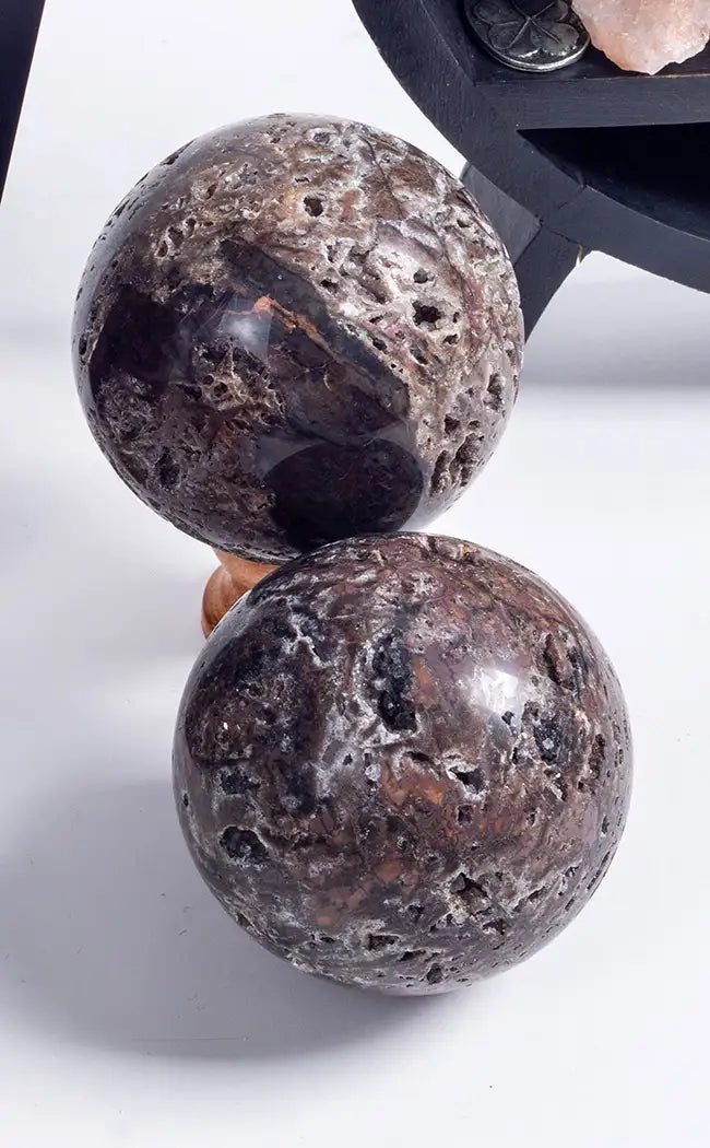 Dark Sphalerite Geode Spheres-Crystals-Tragic Beautiful