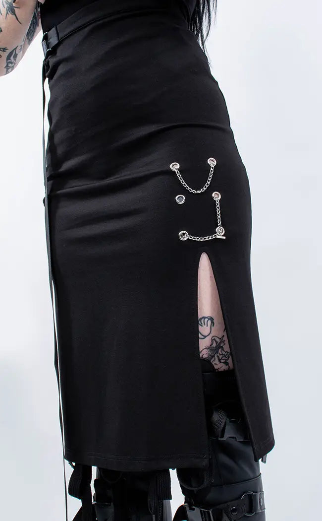 Darkling Embellished Midi Skirt-Punk Rave-Tragic Beautiful