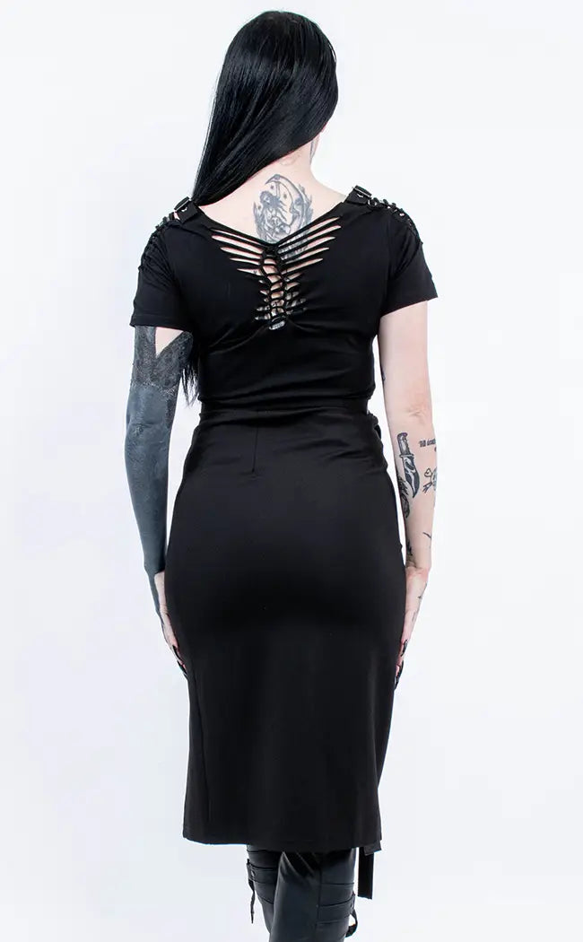 Darkling Embellished Midi Skirt-Punk Rave-Tragic Beautiful