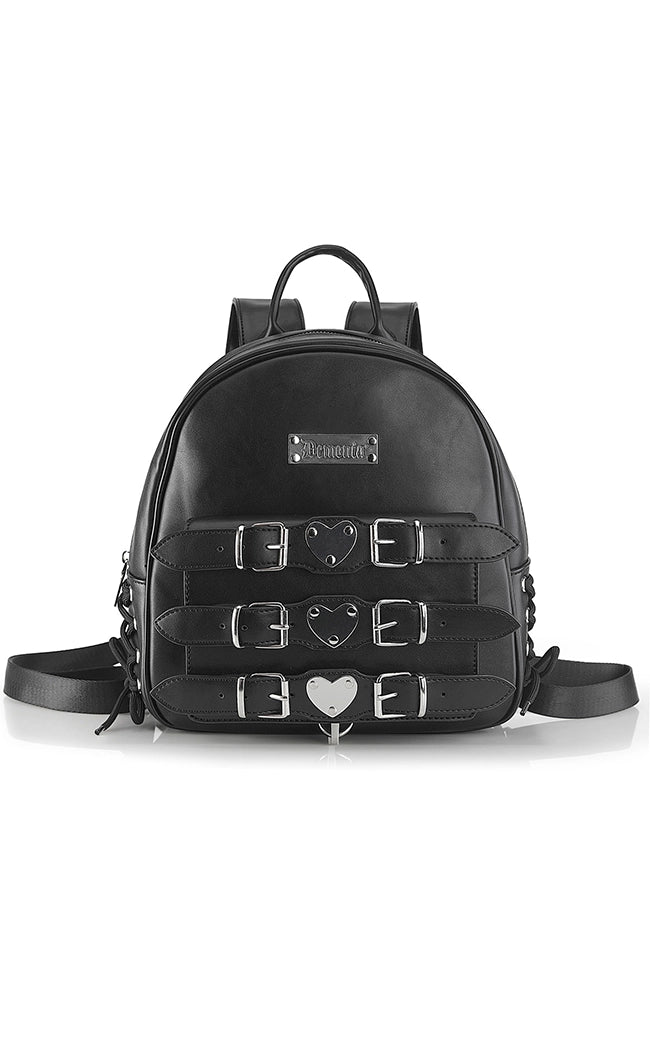 gothic mini backpack Demonia Triple Threat Heart Vegan Leather Backpack
