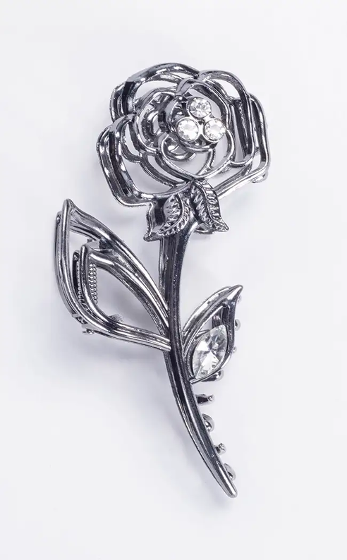 Diamond Rose Hair Claw Clip-Gothic Jewellery-Tragic Beautiful