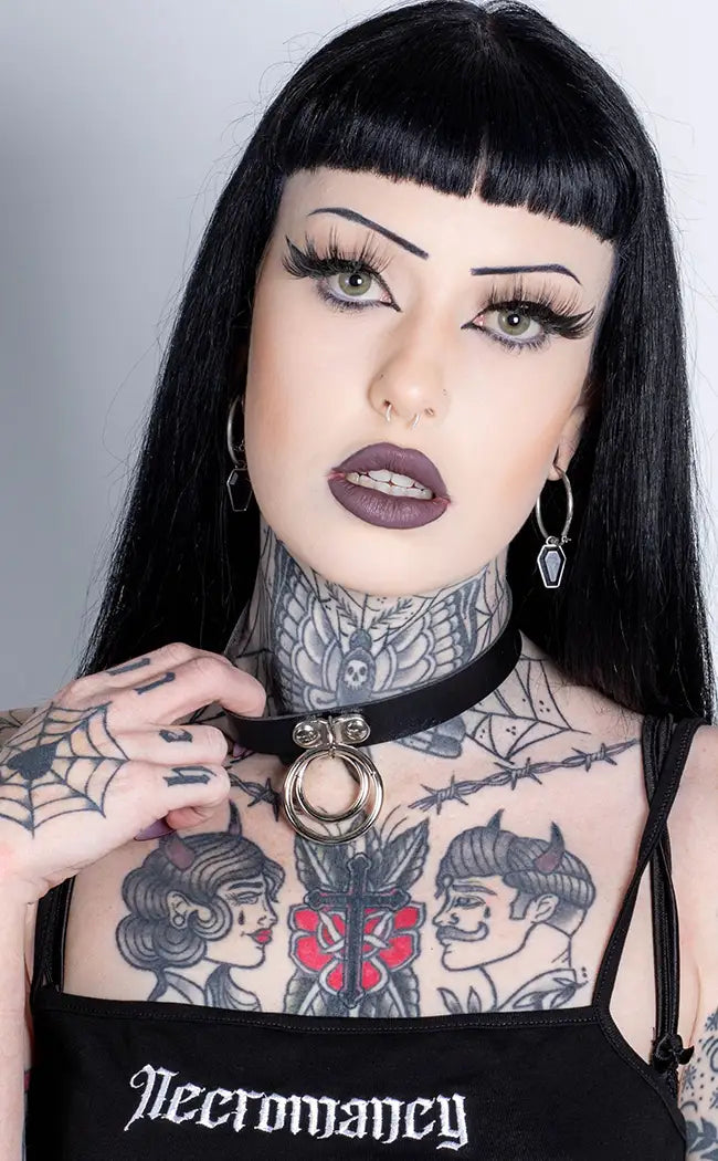 Double Trouble Choker Black-Cold Black Heart-Tragic Beautiful