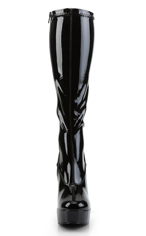 ELECTRA-2000Z Shiny Black Knee High Boots-Pleaser-Tragic Beautiful