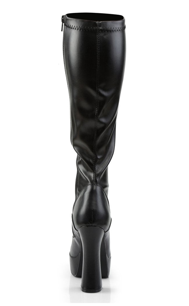 ELECTRA-2000Z Black Matte Stretch Leather Knee High Boots-Pleaser-Tragic Beautiful