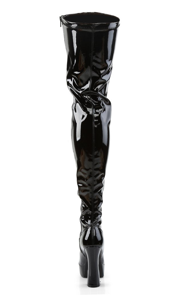 ELECTRA-3000Z Shiny Black Thigh High Boots-Pleaser-Tragic Beautiful