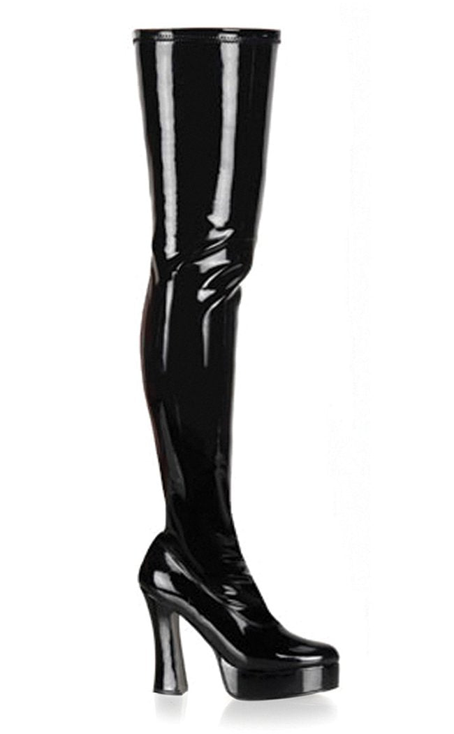 ELECTRA-3000Z Shiny Black Thigh High Boots-Pleaser-Tragic Beautiful