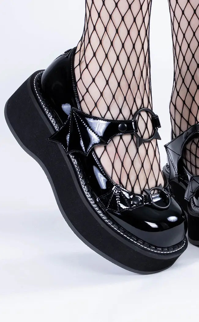 EMILY-23 Black Patent Mary Janes-Demonia-Tragic Beautiful