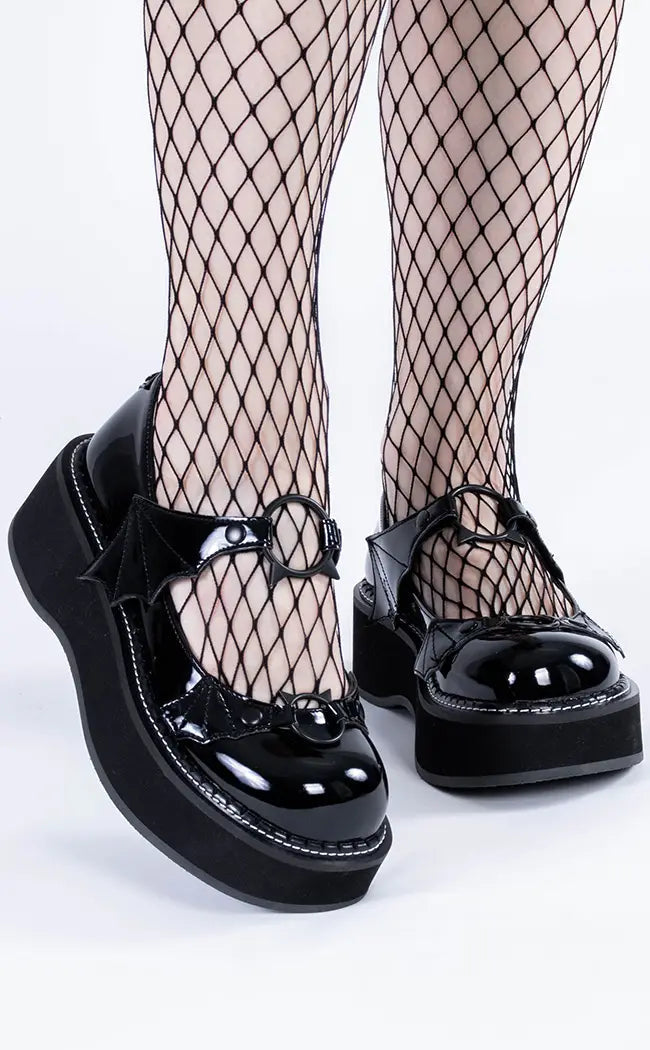 EMILY-23 Black Patent Mary Janes-Demonia-Tragic Beautiful