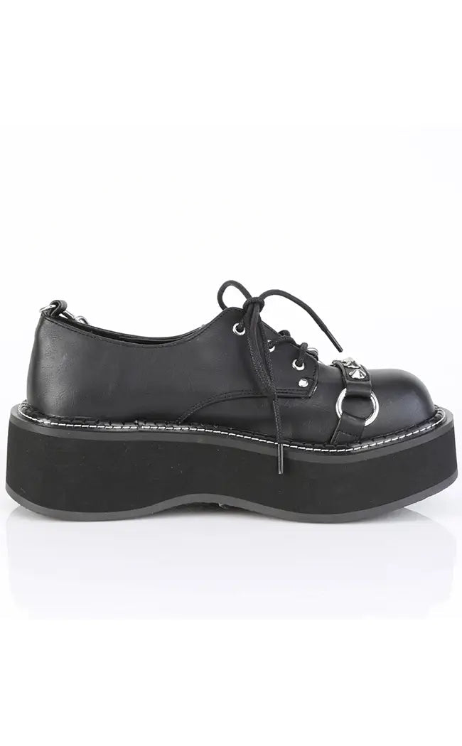 EMILY-32 Black Vegan Leather Oxford Shoes-Demonia-Tragic Beautiful
