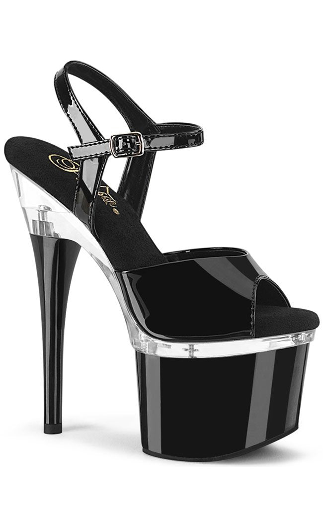 ESTEEM-709 Black Patent/Clear Heels-Pleaser-Tragic Beautiful