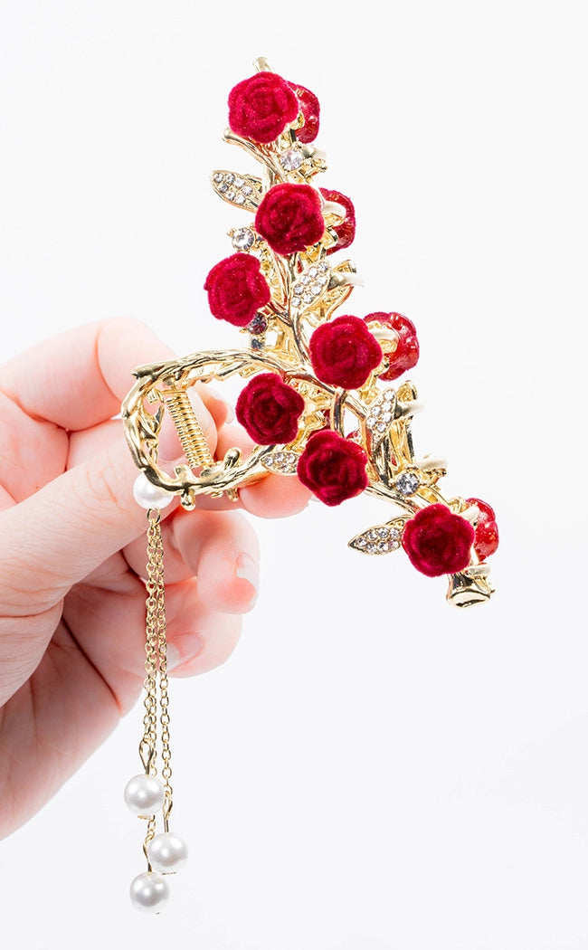 Eternity Rose Hair Claw Clip-Gothic Accessories-Tragic Beautiful