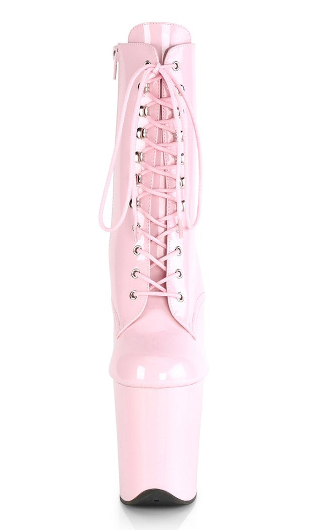 FLAMINGO-1020 Baby Pink Patent Boots-Pleaser-Tragic Beautiful