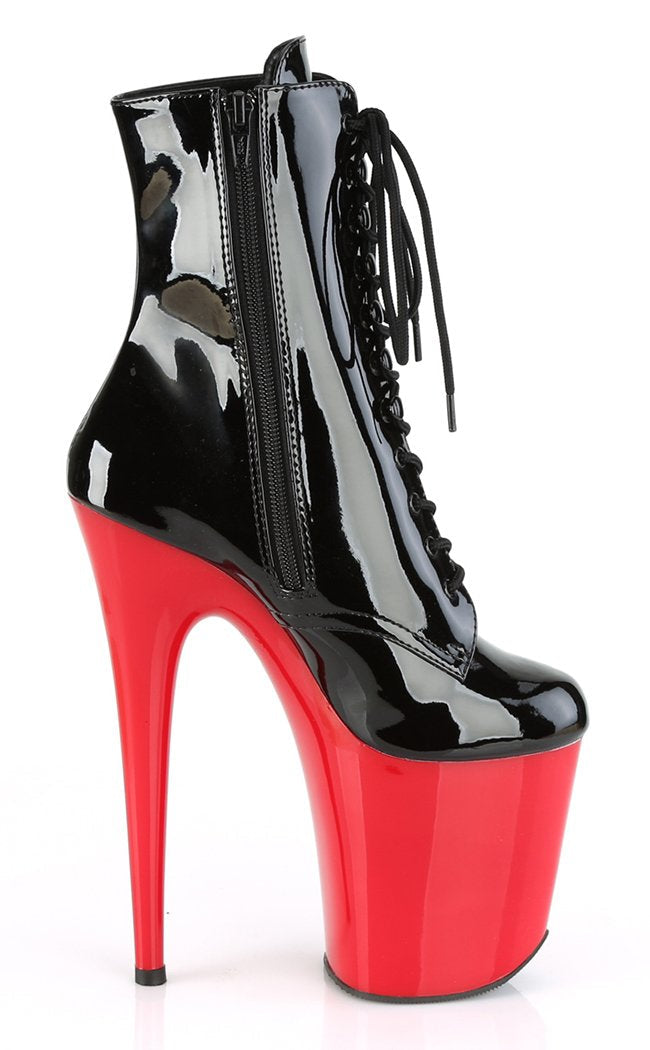 FLAMINGO-1020 Black & Red Patent Ankle Boots-Pleaser-Tragic Beautiful