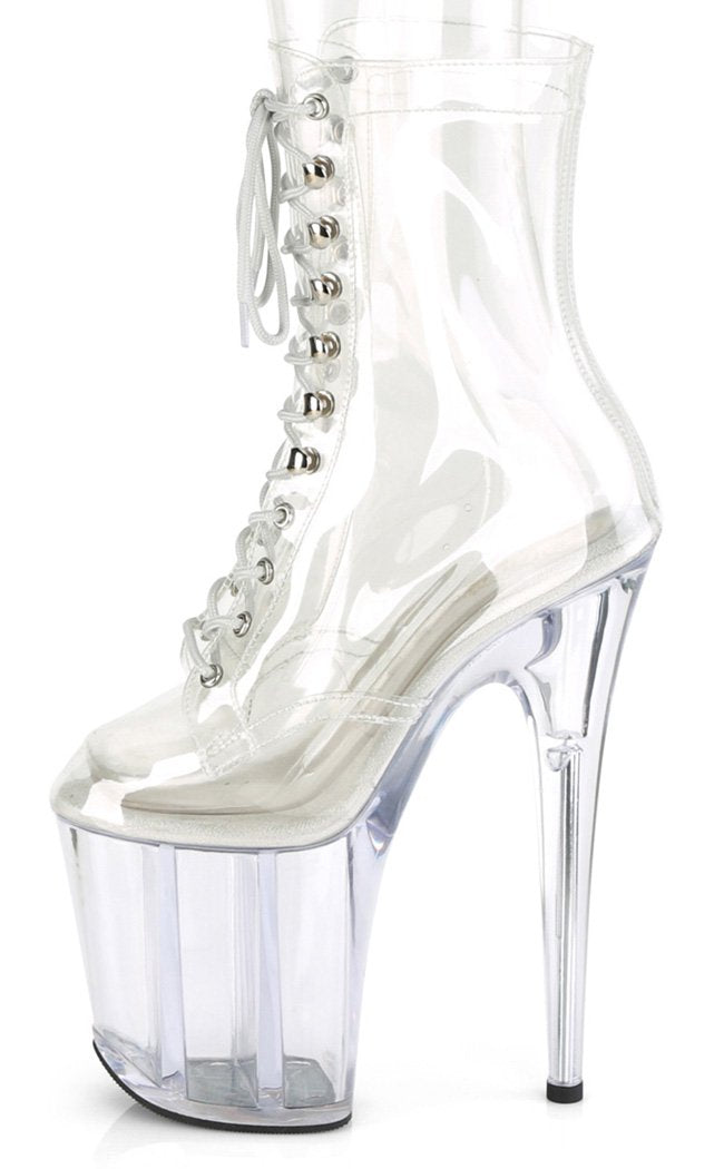 FLAMINGO-1020 Clear Lace Up Boots-Pleaser-Tragic Beautiful