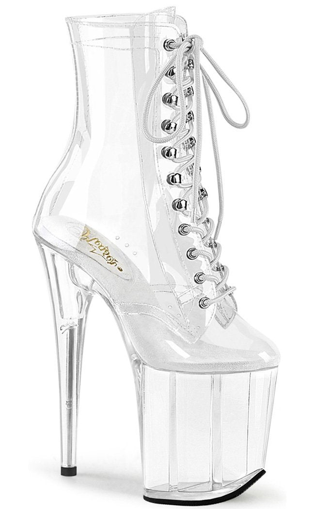 FLAMINGO-1020 Clear Lace Up Boots-Pleaser-Tragic Beautiful