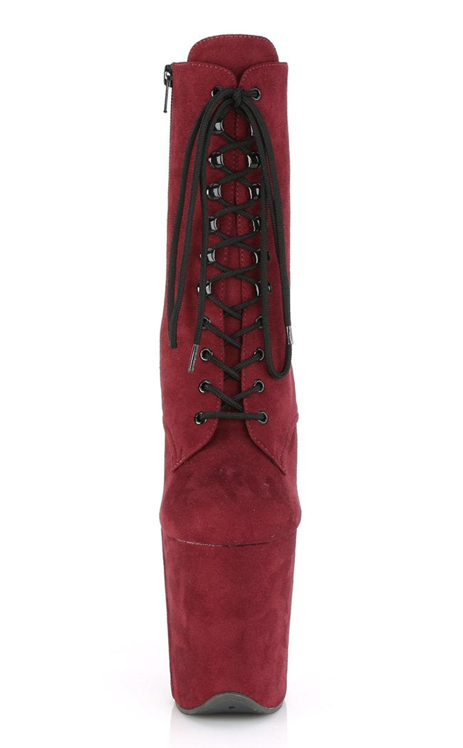 FLAMINGO-1020FS Burgundy Faux Suede Boots-Pleaser-Tragic Beautiful