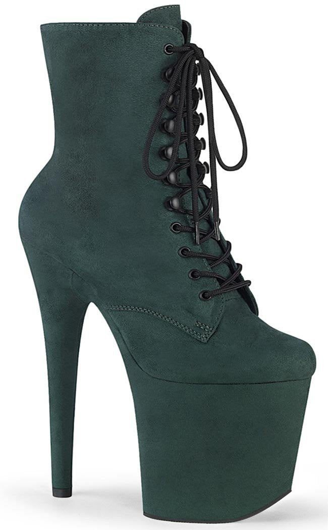 FLAMINGO-1020FS Emerald Green Faux Suede Boots-Pleaser-Tragic Beautiful