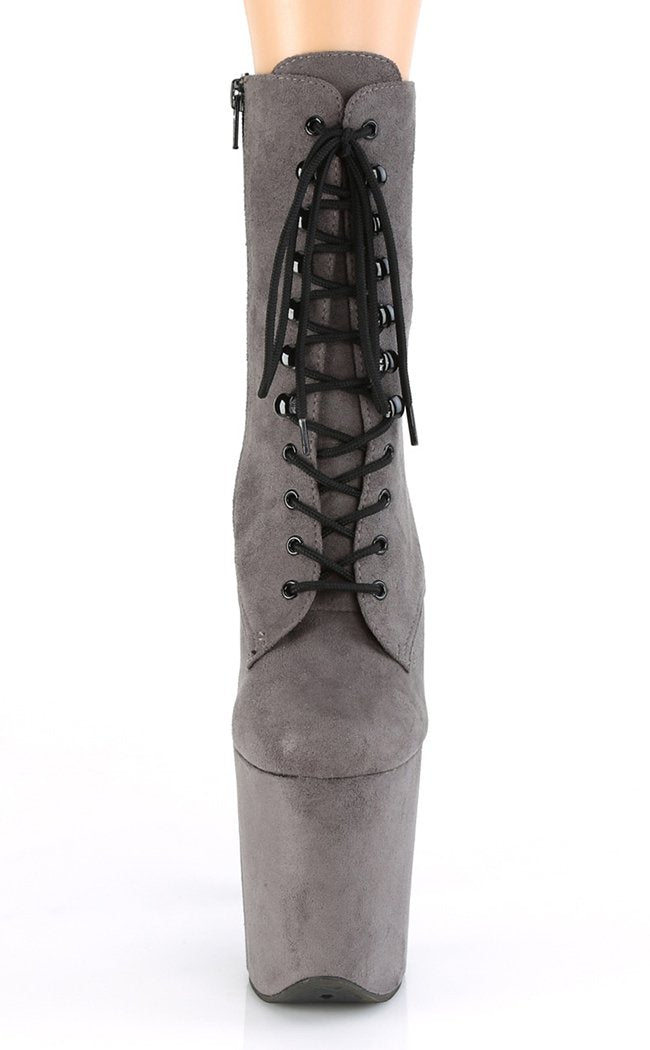 FLAMINGO-1020FS Grey Faux Suede/Grey Faux Suede Boots-Pleaser-Tragic Beautiful