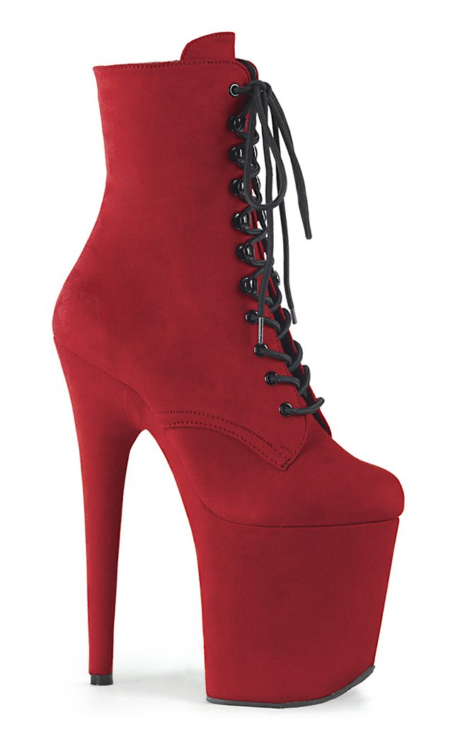 FLAMINGO-1020FS Red Faux Suede Boots-Pleaser-Tragic Beautiful