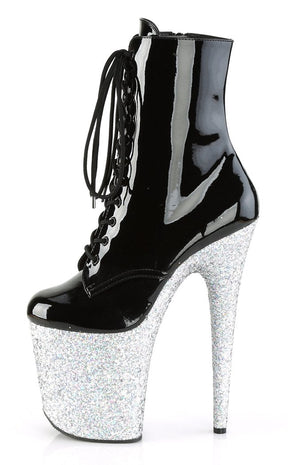 FLAMINGO-1020LG Black Silver Multi Glitter Boots-Pleaser-Tragic Beautiful