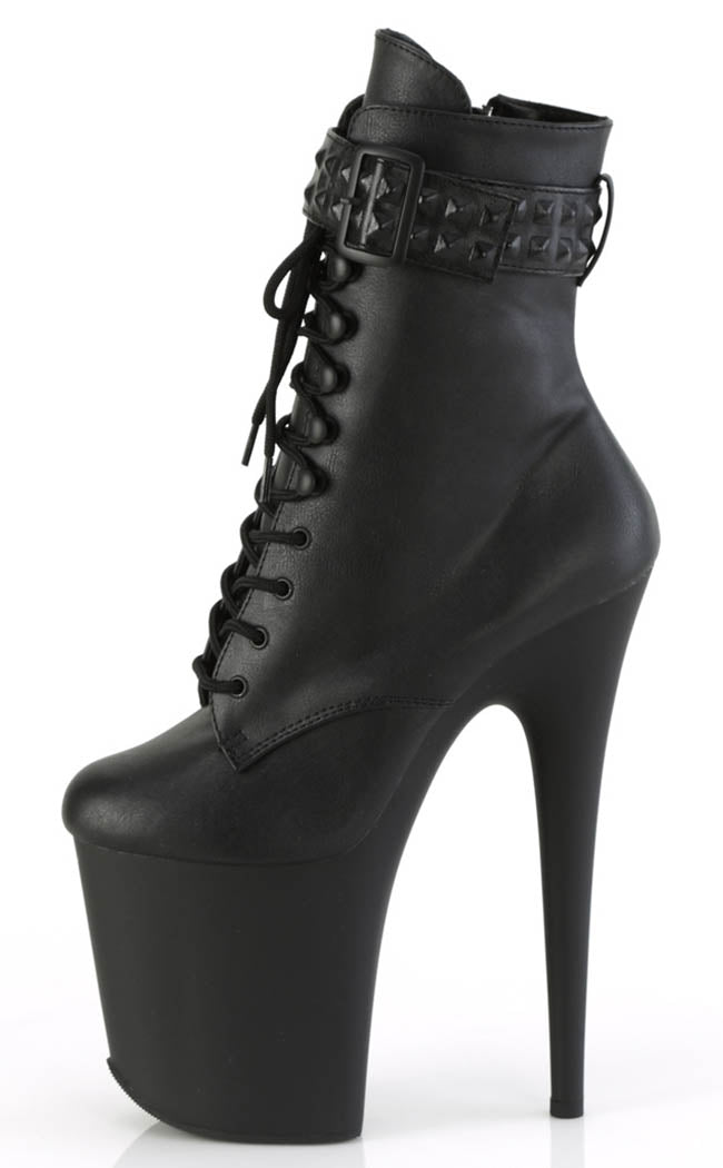 FLAMINGO-1020STR Black Matte Ankle Boots-Pleaser-Tragic Beautiful