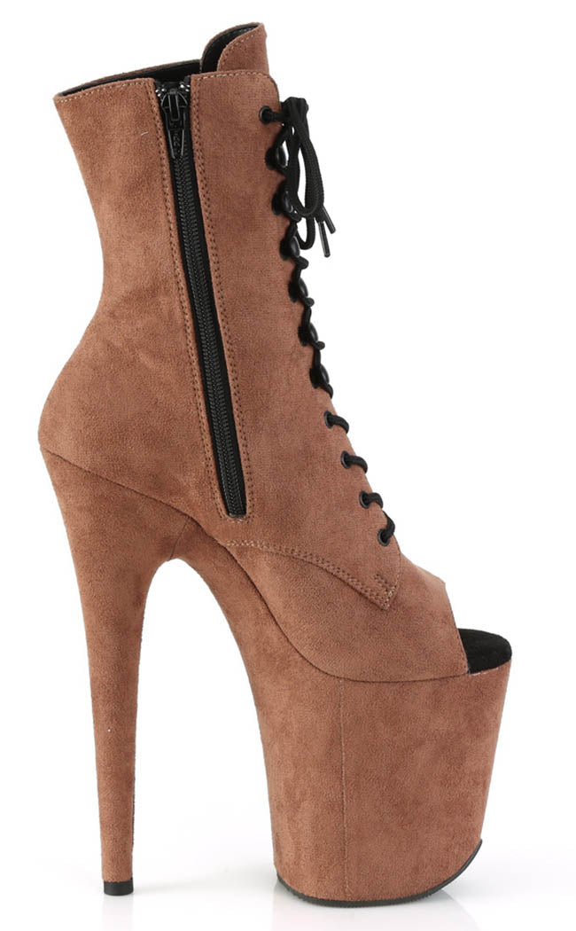 FLAMINGO-1021FS Caramel Faux Suede Ankle Boots-Pleaser-Tragic Beautiful