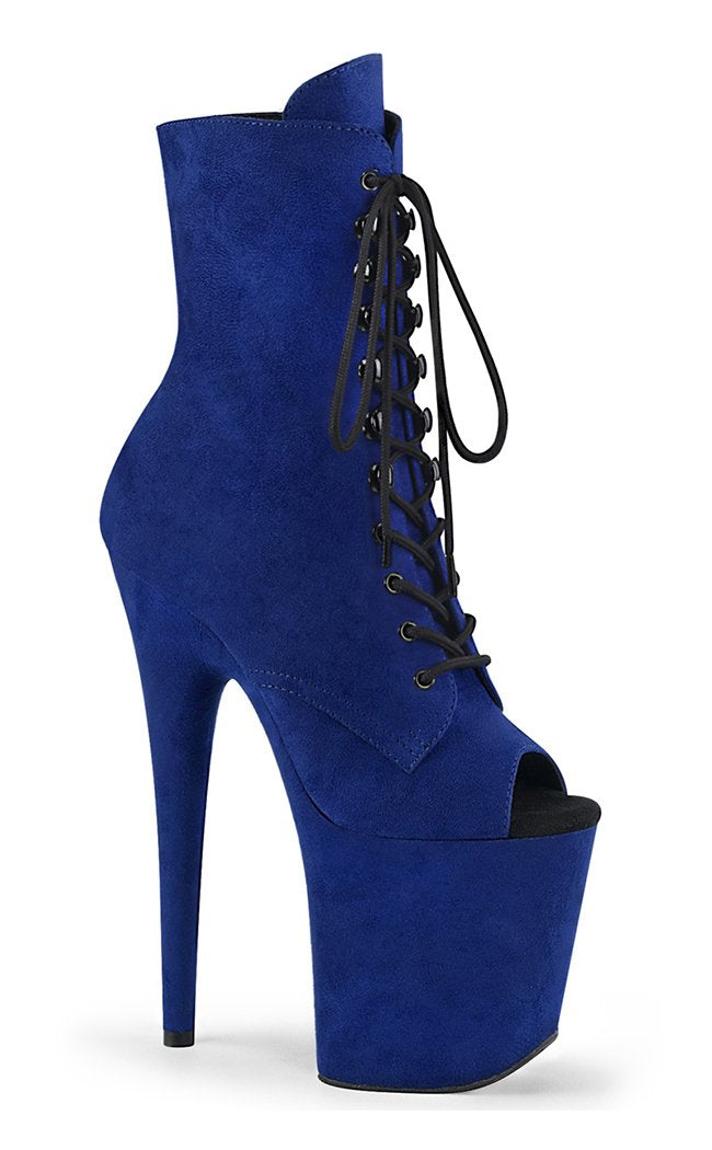 FLAMINGO-1021FS Royal Blue Faux Suede Ankle Boots-Pleaser-Tragic Beautiful