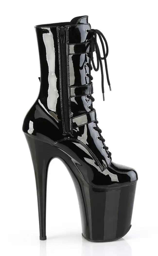 FLAMINGO-1043 Strappy Black Leather Pole Dance Boots-Pleaser-Tragic Beautiful