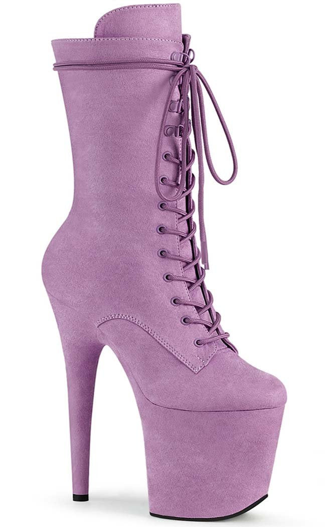 FLAMINGO-1050FS Lilac Faux Suede Mid Calf Boots-Pleaser-Tragic Beautiful