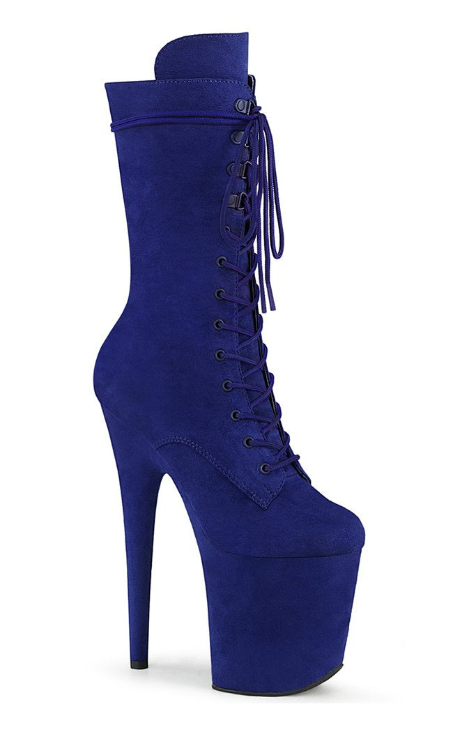 FLAMINGO-1050FS Royal Blue Faux Suede Mid Calf Boots-Pleaser-Tragic Beautiful