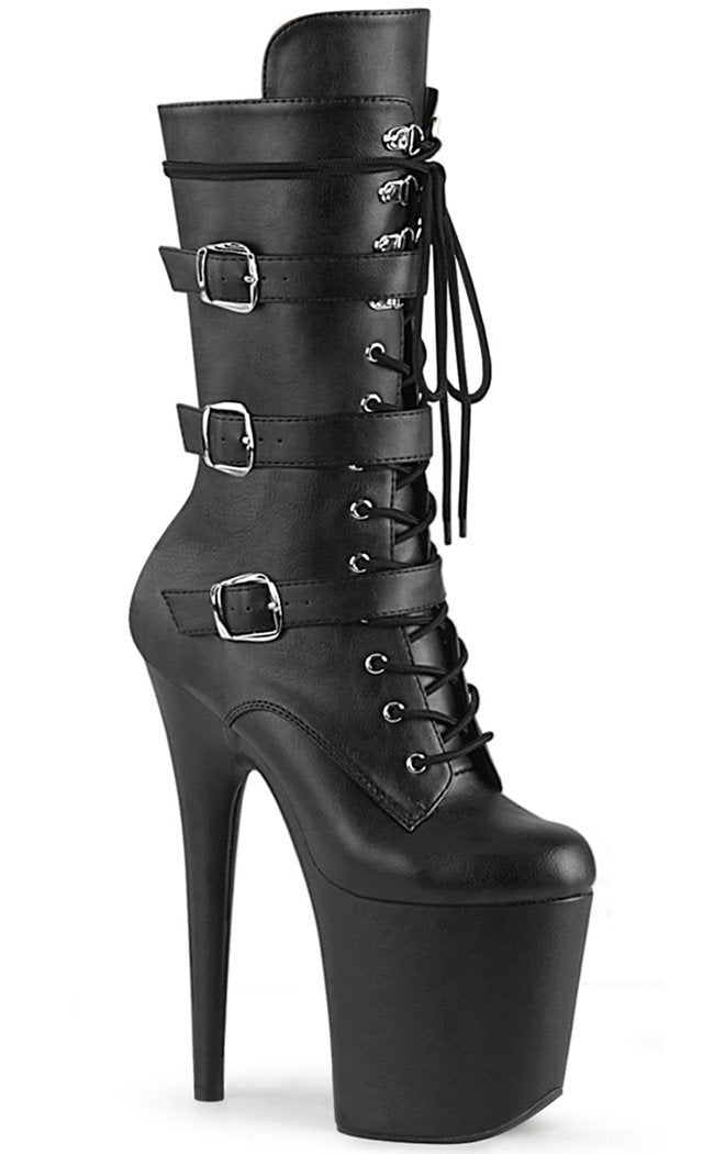 FLAMINGO-1053 Black Matte Mid Calf Boots-Pleaser-Tragic Beautiful