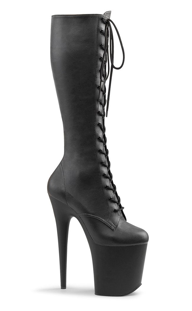 FLAMINGO-2023 Black Matte Knee High Boots-Pleaser-Tragic Beautiful