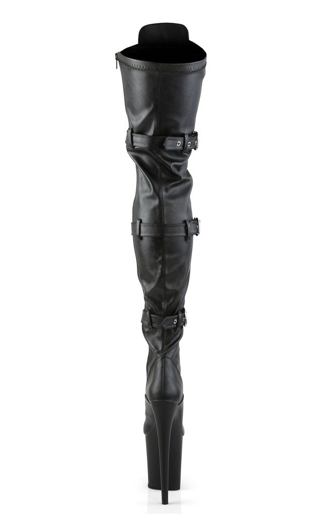 FLAMINGO-3028 Black Matte Thigh High Boots-Pleaser-Tragic Beautiful