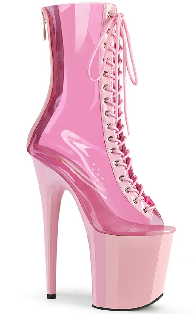 FLAMINGO-800-34 Baby Pink PVC Heels-Pleaser-Tragic Beautiful