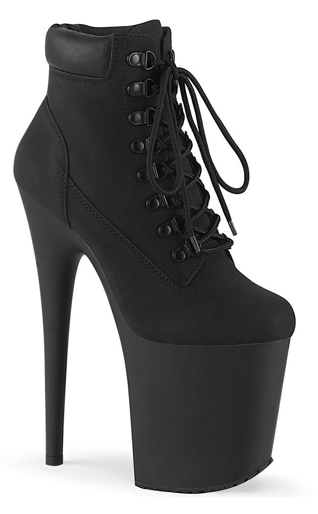 FLAMINGO-800TL-02 Black Nubuck Faux Leather Platform Heels-Pleaser-Tragic Beautiful