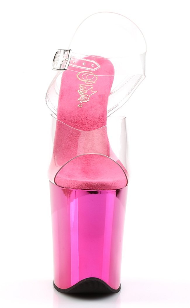 FLAMINGO-808 Clear & Hot Pink Chrome Heels-Pleaser-Tragic Beautiful